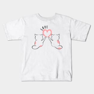 Valentines day cute couples funny cats Kids T-Shirt